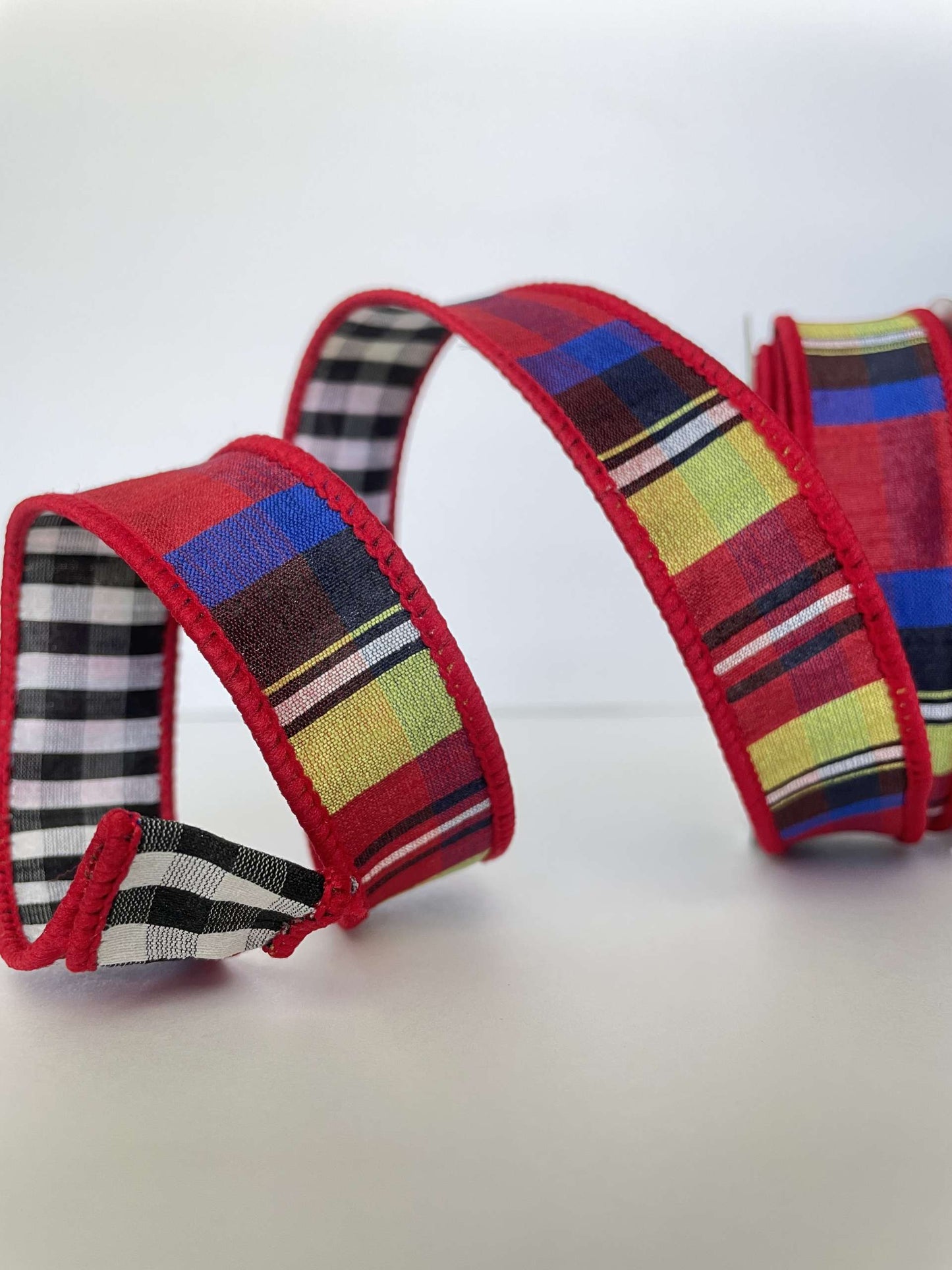 Nutcracker Plaid Check Ribbon & Stocking