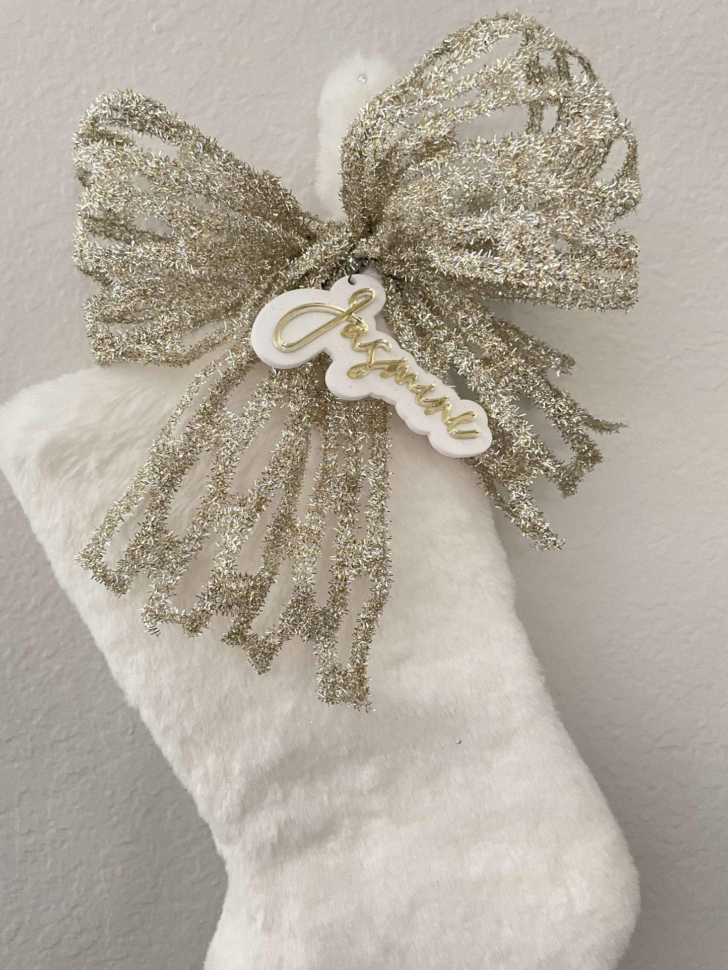 Plush Dupion Stocking - White