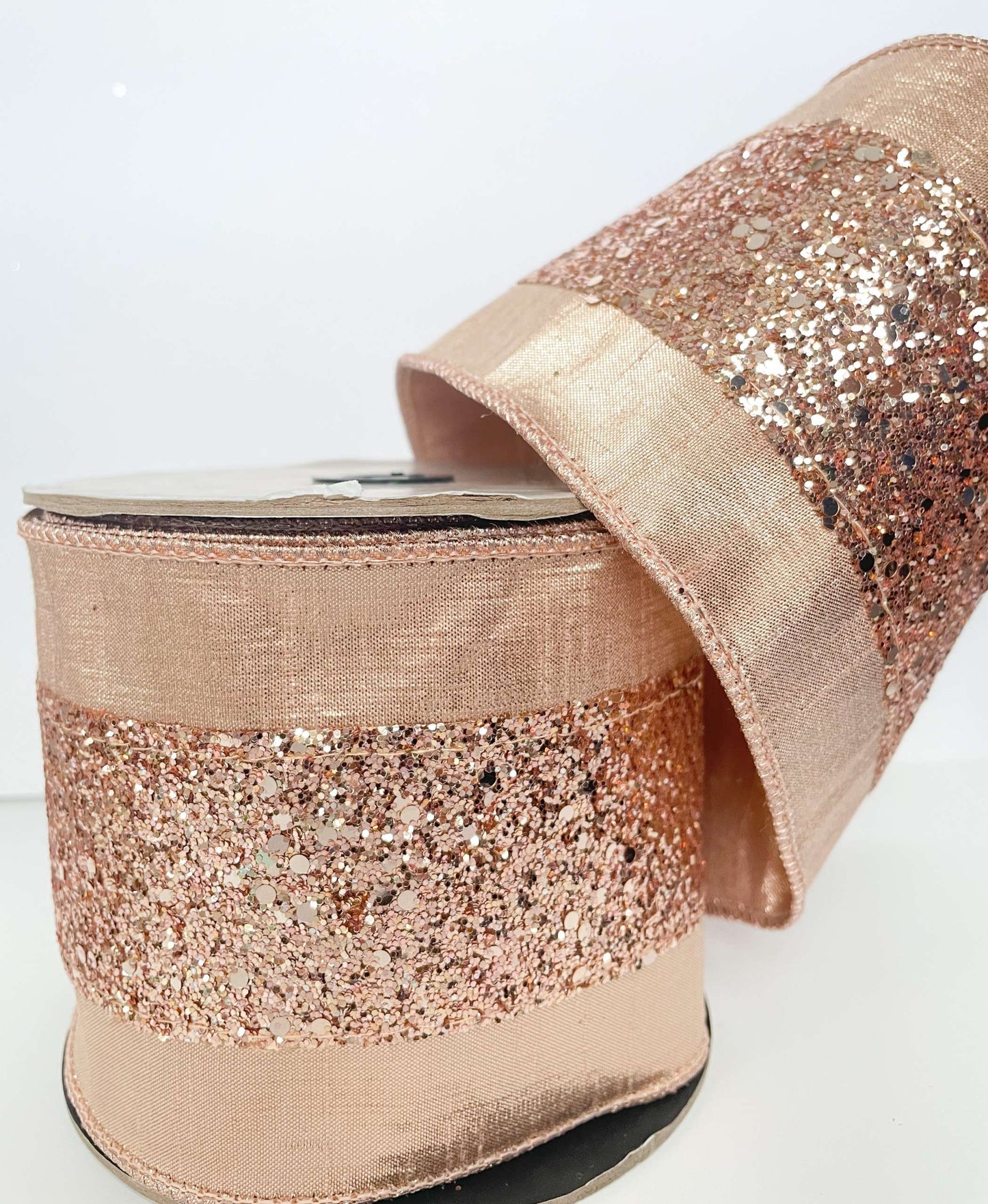 Faux Metallic Sequin Glitter Ribbon - Blush