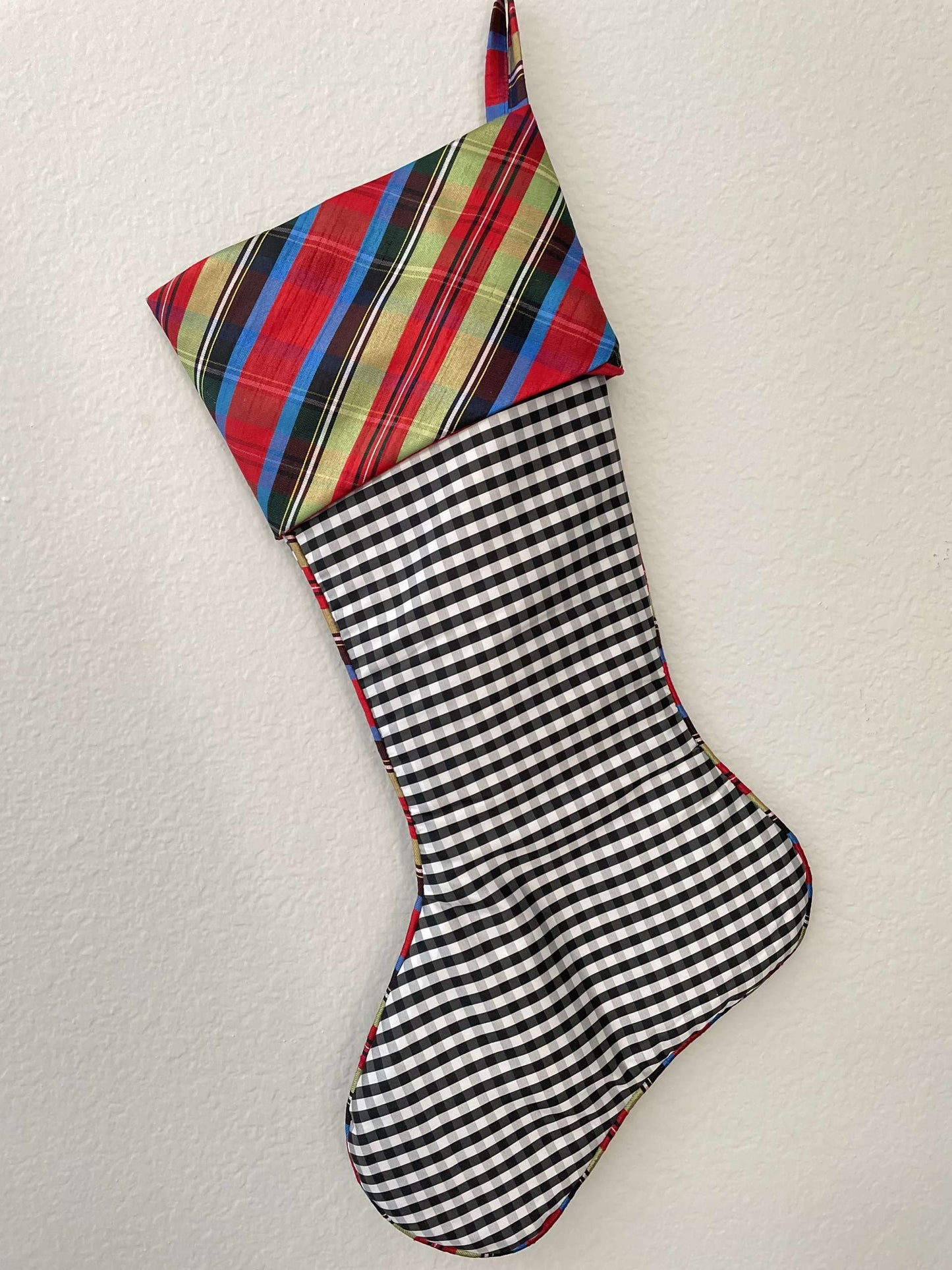 Nutcracker Plaid Check Ribbon & Stocking