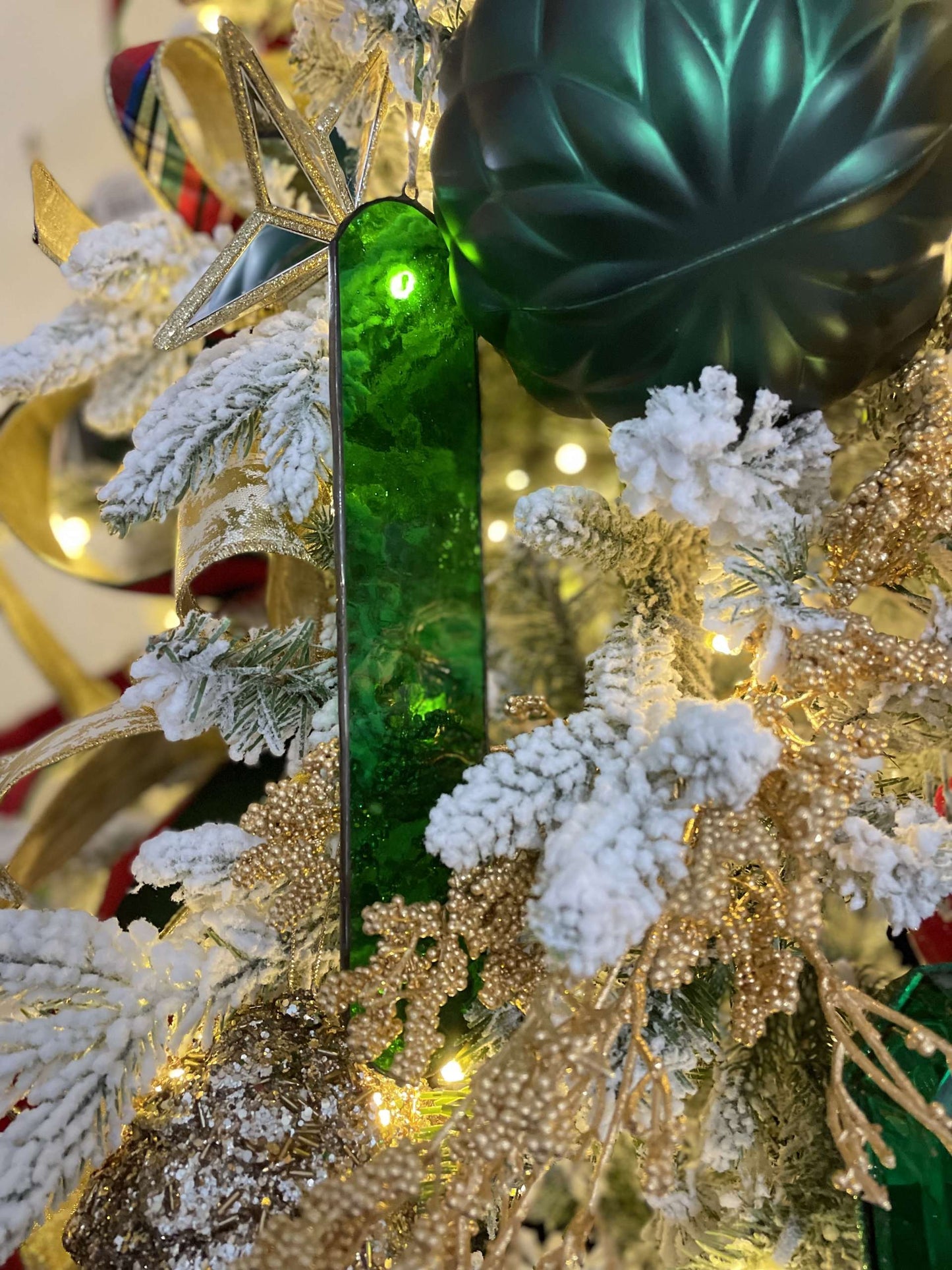 Oblong Stained Glass Ornament - Multiple Colors