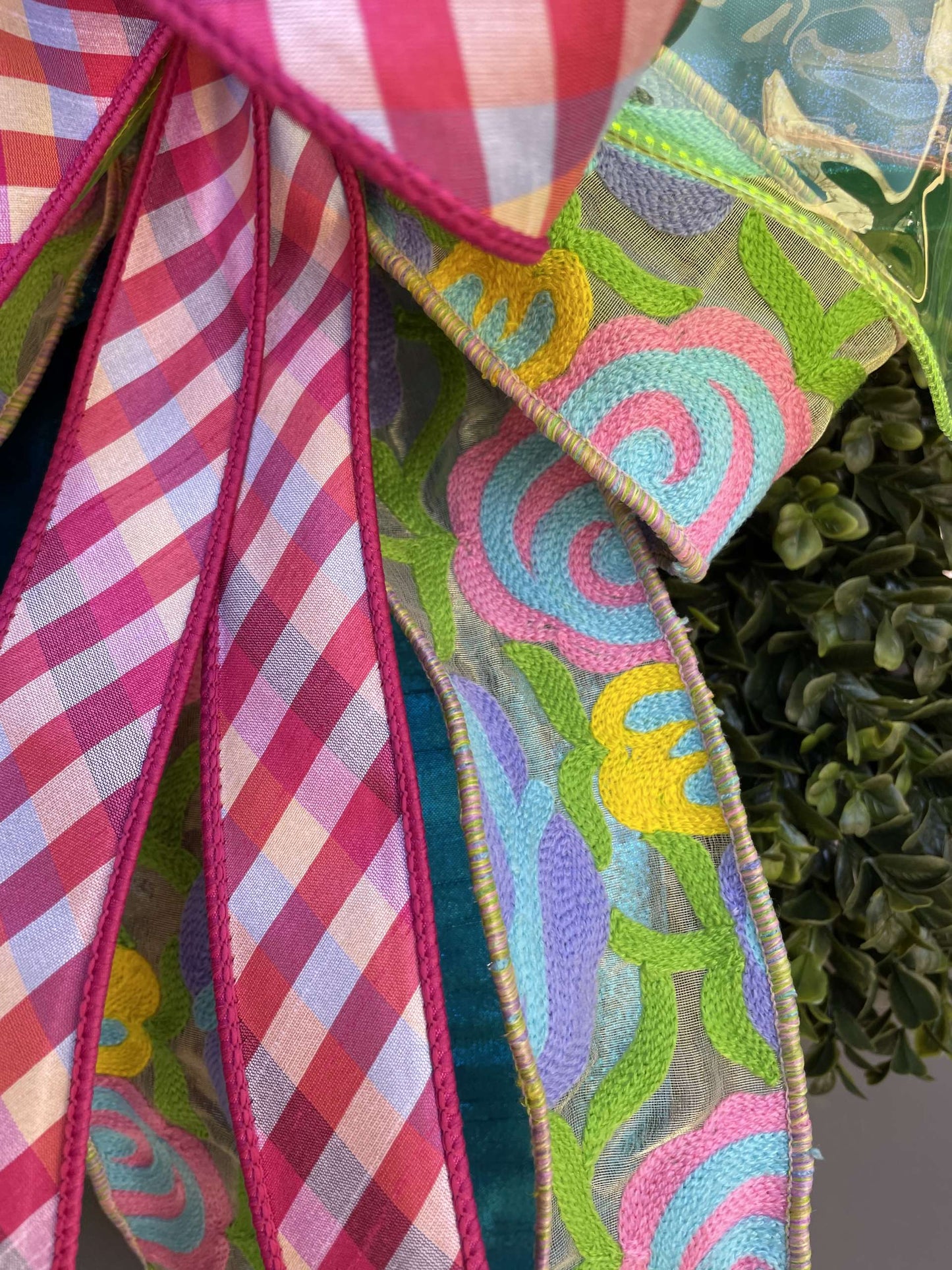 Embroidered Floral - Designer Ribbon Bow