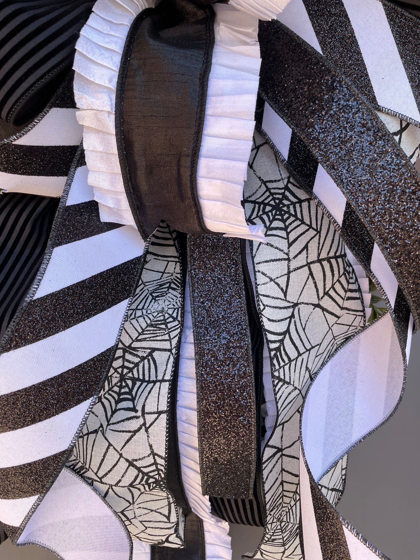 Black & White Hallowen Hand Tied Bow