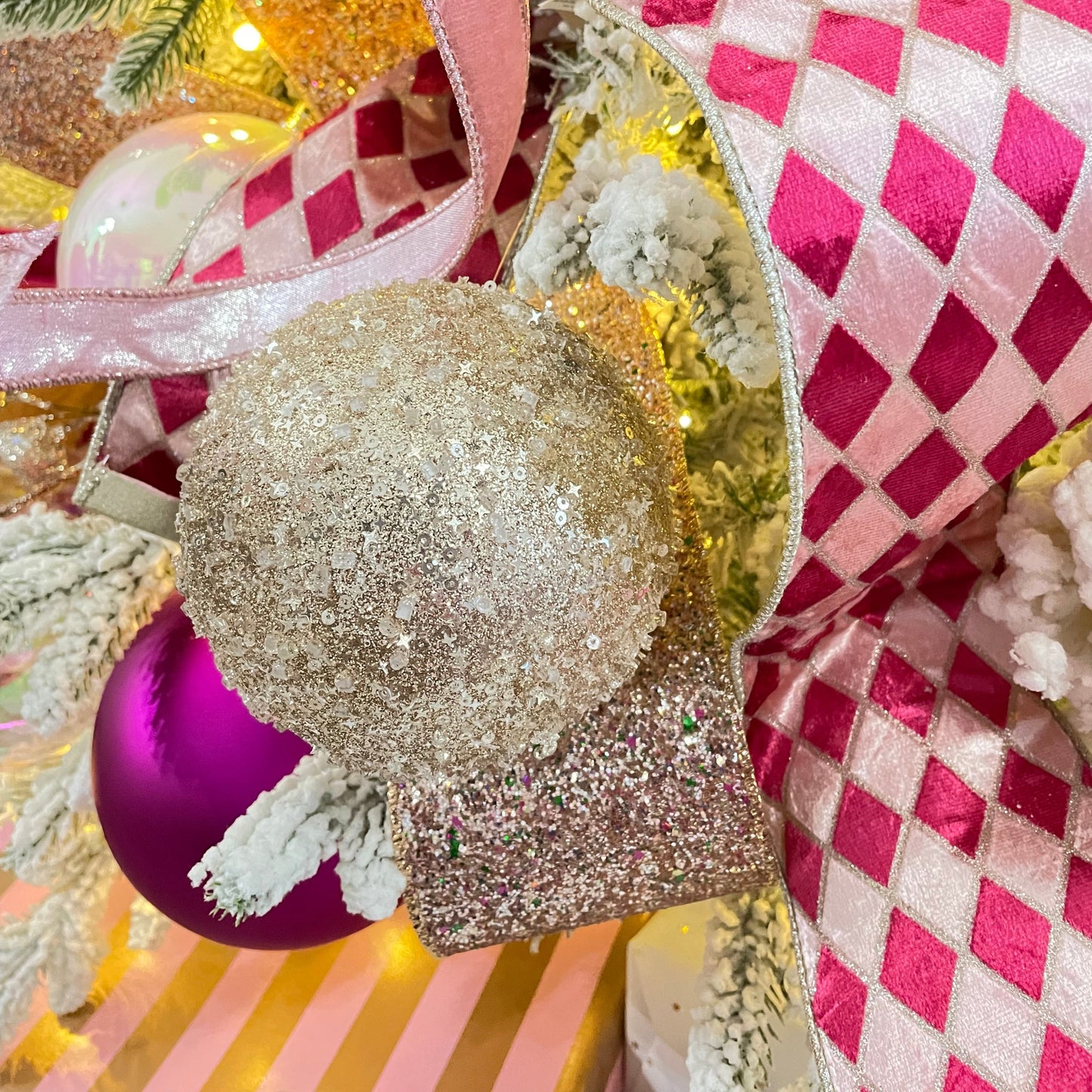 Sequin ball champagne ornament