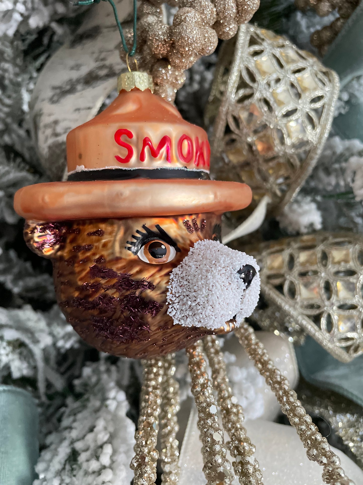 Smokey the Bear Glass Ornament