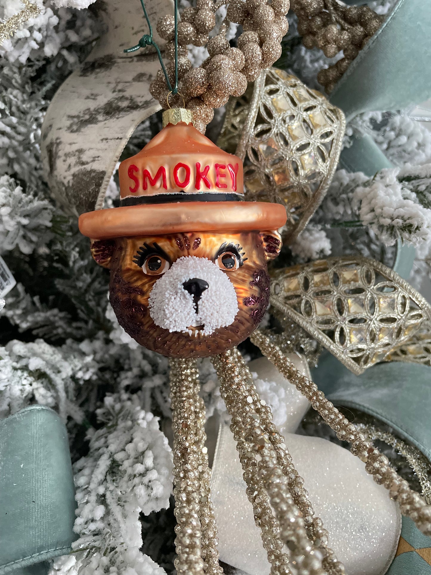 Smokey the Bear Glass Ornament