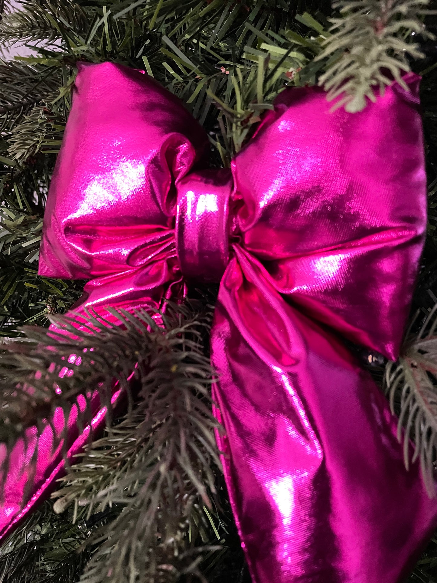 Metallic Hot Pink Bow w/ clip