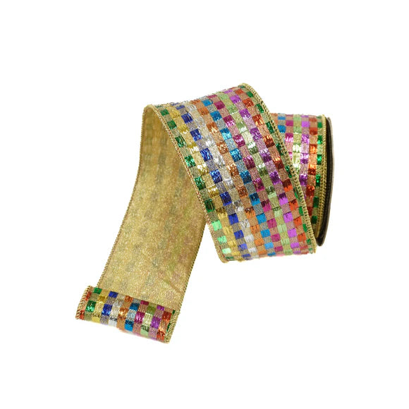 Tinsel Checks Ribbon