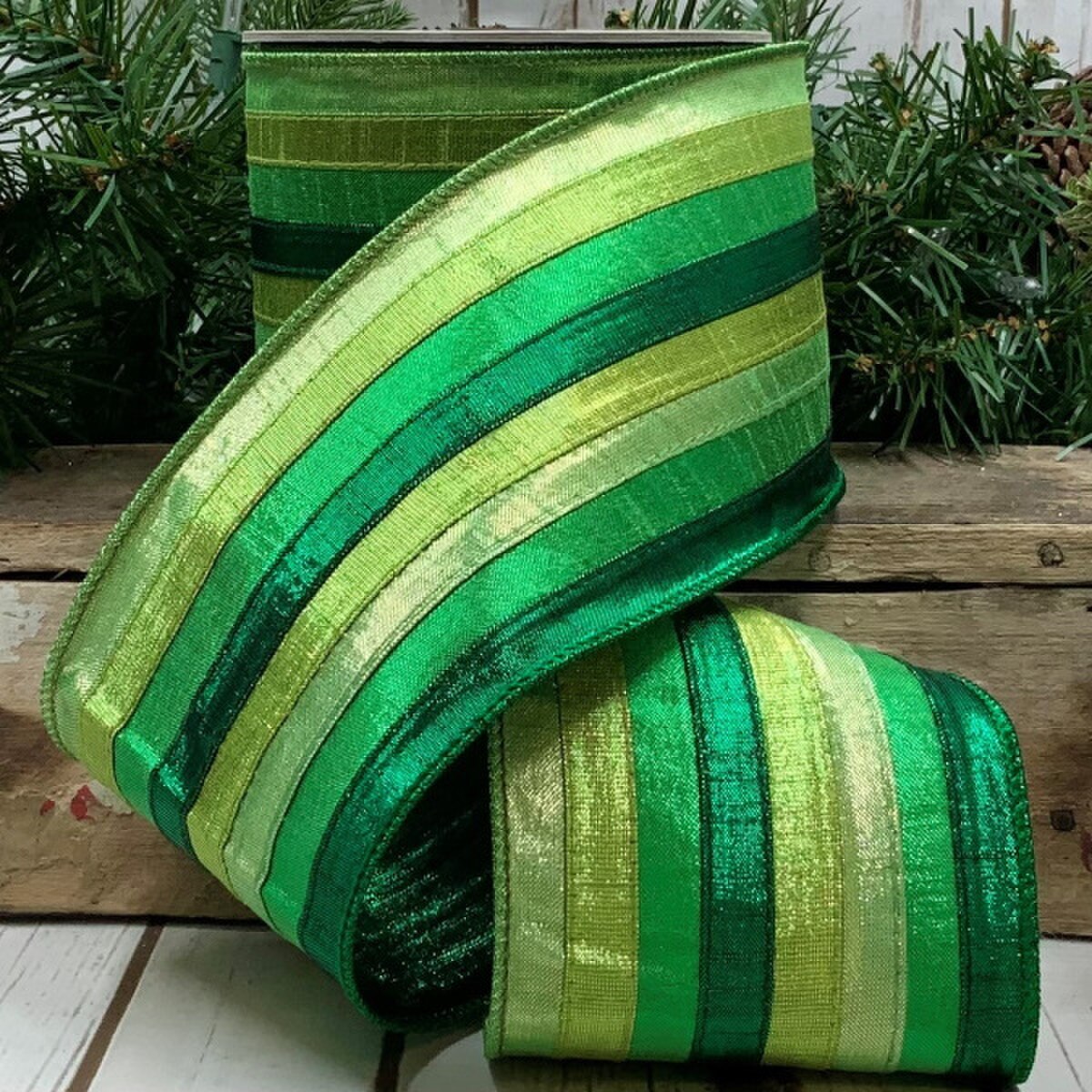 Metallic Dupion Stripes Ribbon