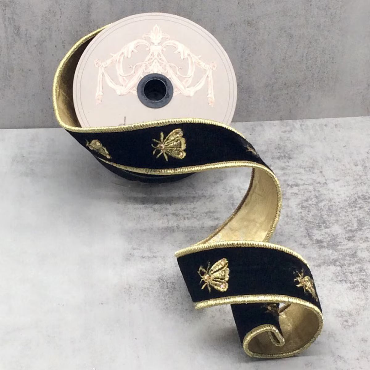 Velvet Embroidery Bee Ribbon