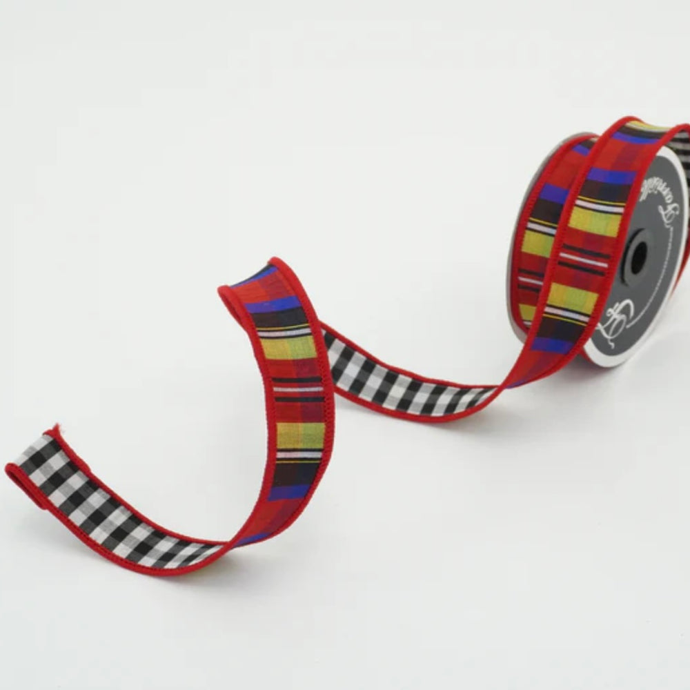 Nutcracker Plaid Check Ribbon & Stocking