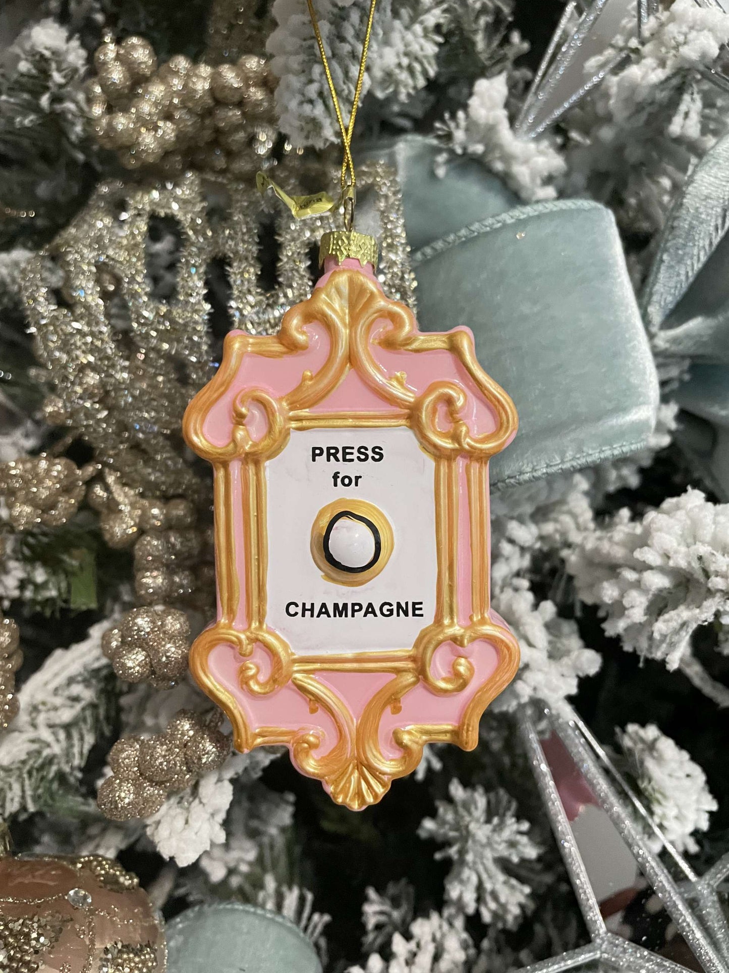 Press For Champagne Button Ornament