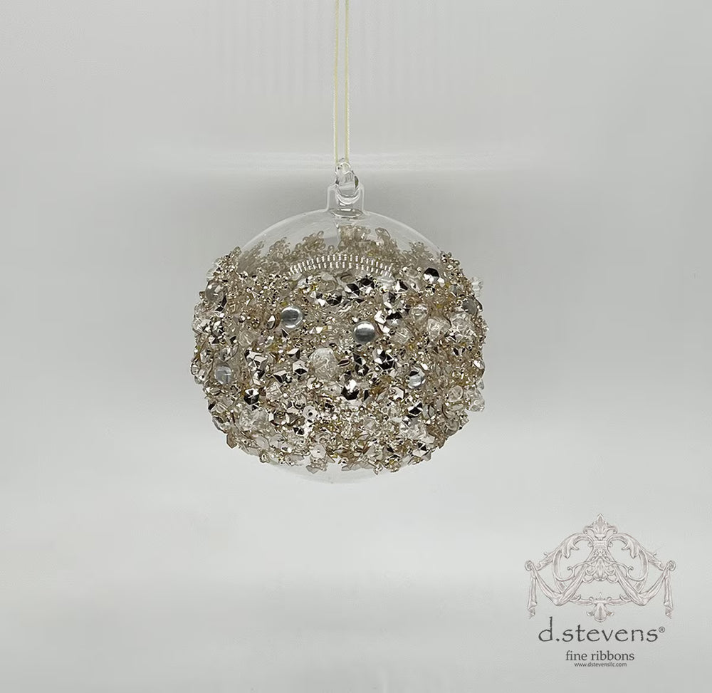 Gold Bead Encrusted Ball Ornament