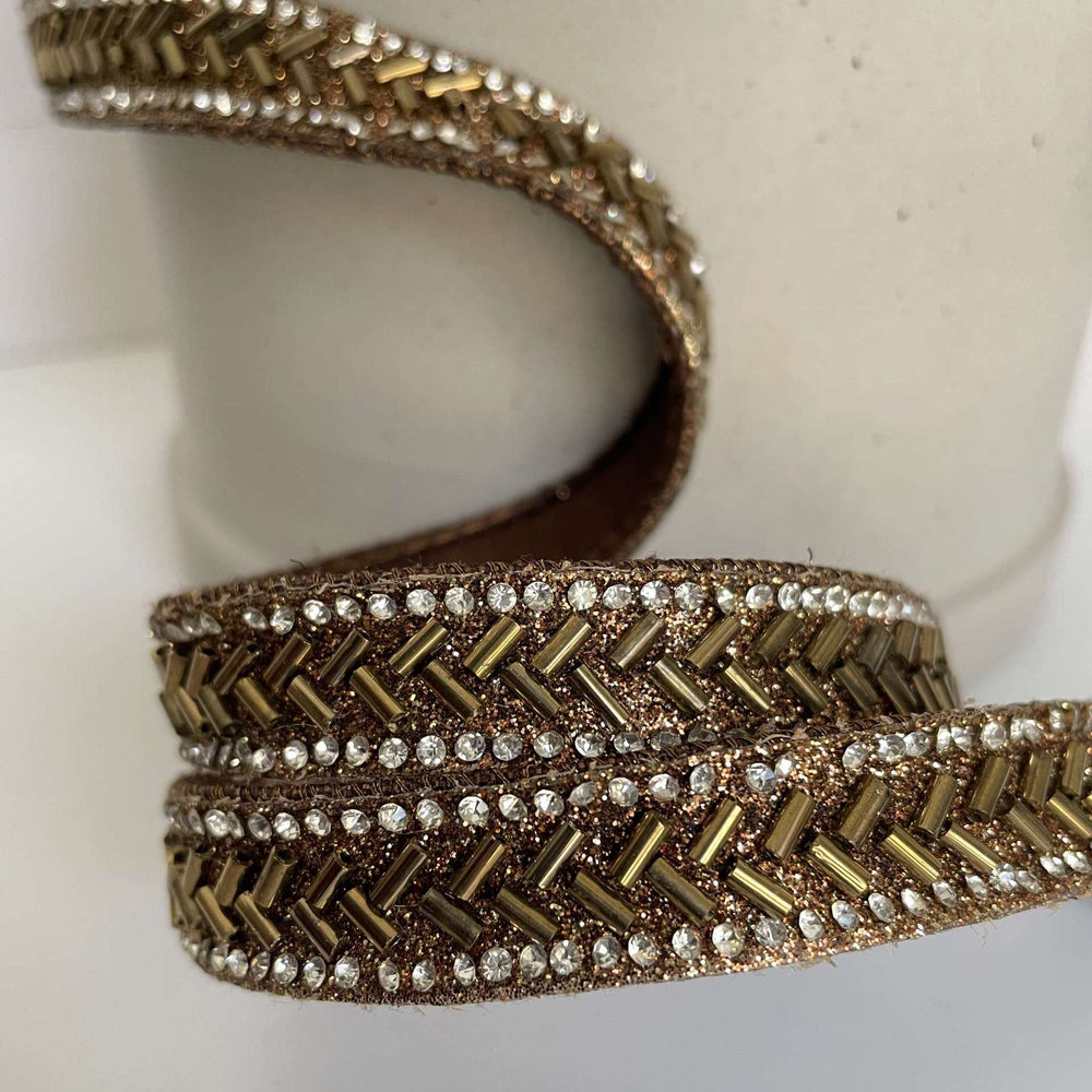 Metallic Chevron Beaded Ribbon