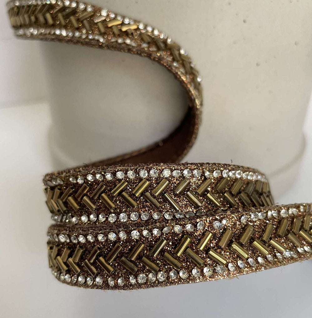 Metallic Chevron Beaded Ribbon