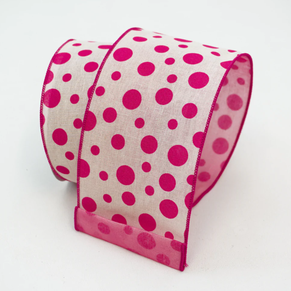 Polka Dot Ribbon - Hot Pink