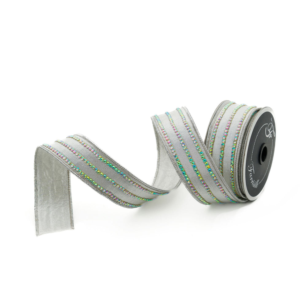 Iridescent Stripes Ribbon - Silver