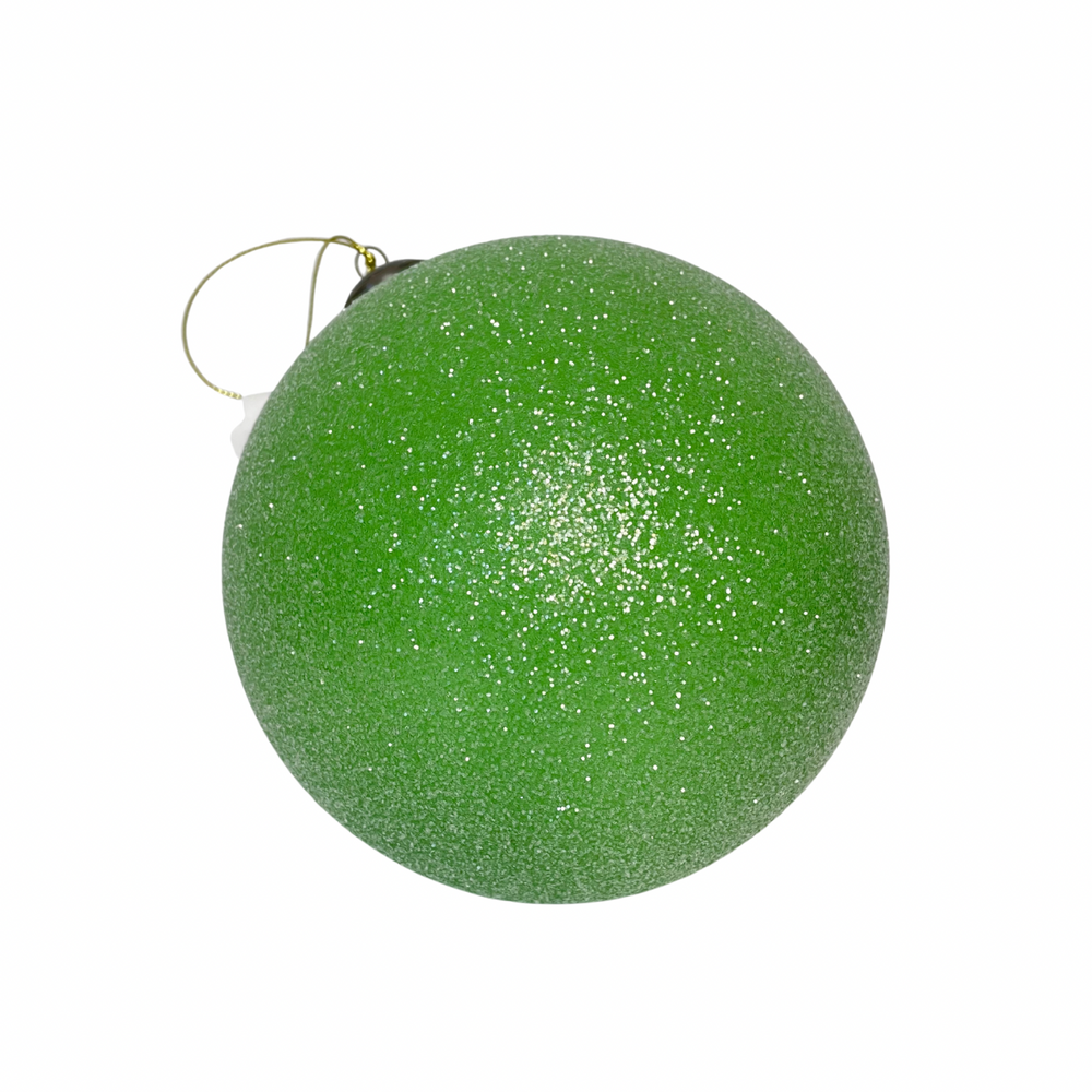 6" Glittered Plastic Ball Ornament Green