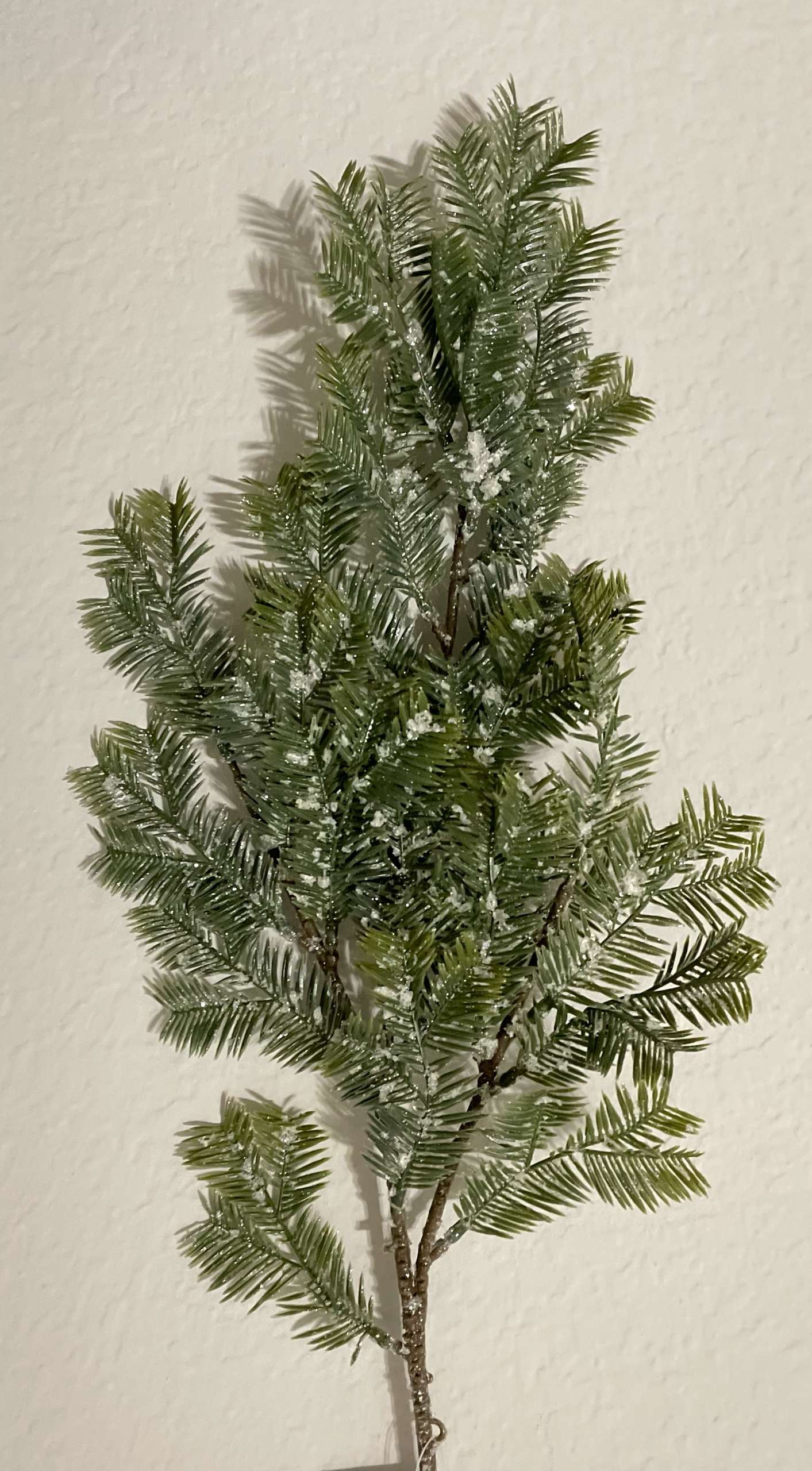 Feather Pine Spray with Snow