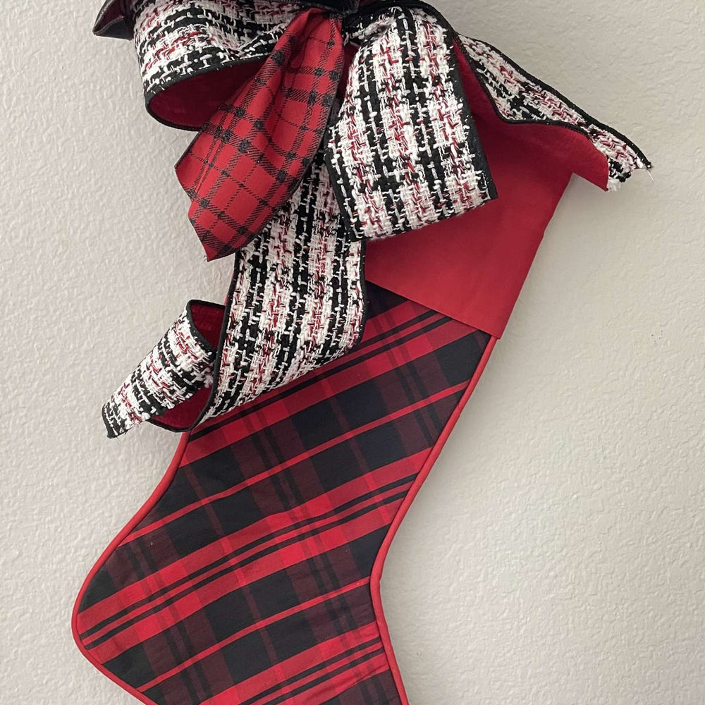 Large Check Stocking - Red/Black