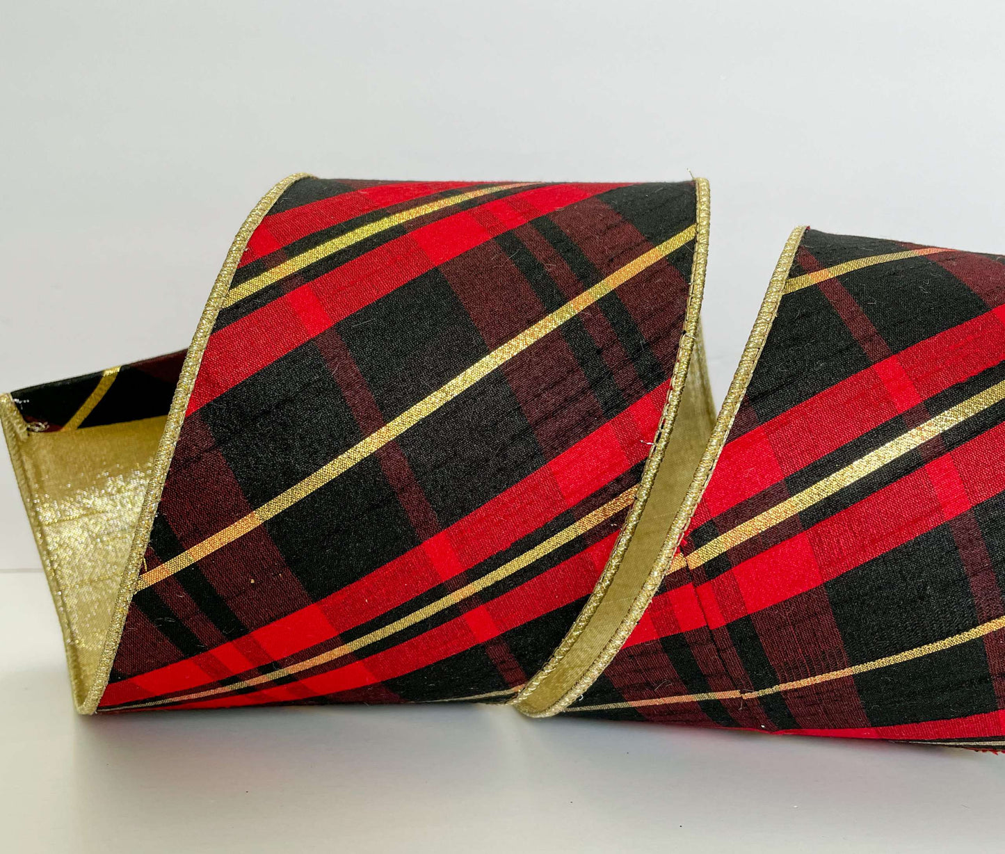 Red and Black Diagonal Buffalo Check Ribbon