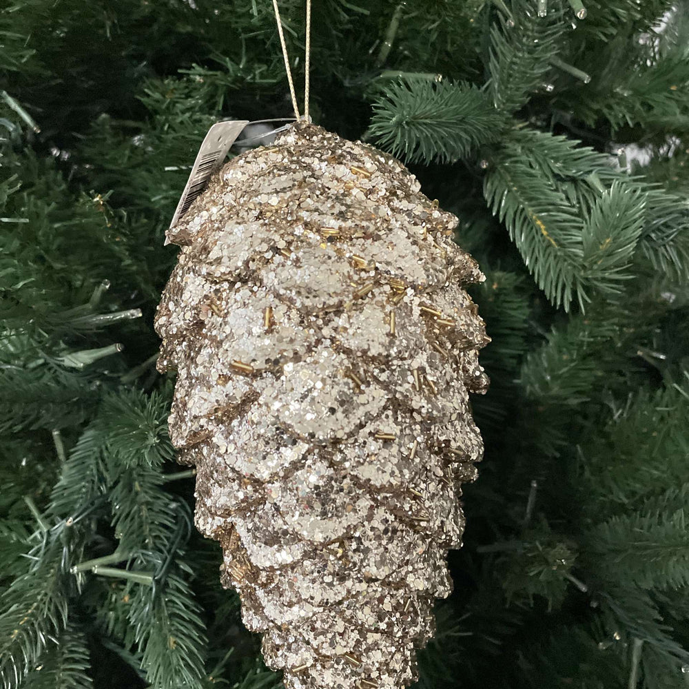 Gold Glitter Pinecone Ornament