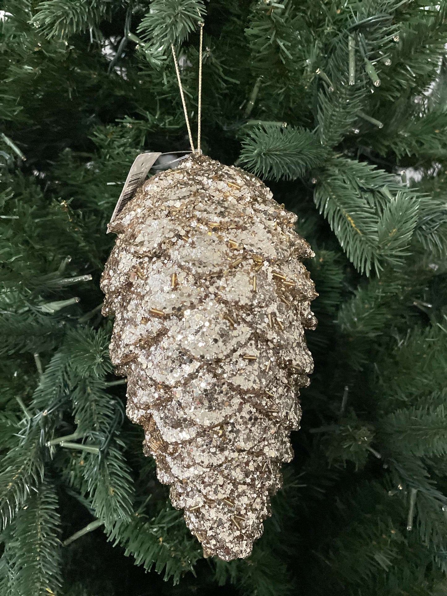 Gold Glitter Pinecone Ornament