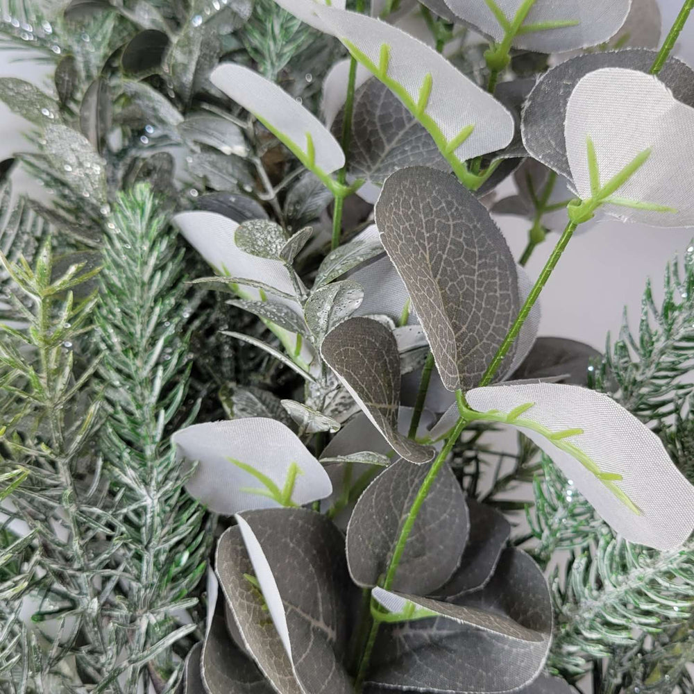 Silver Glittered Mixed Pine Eucalyptus