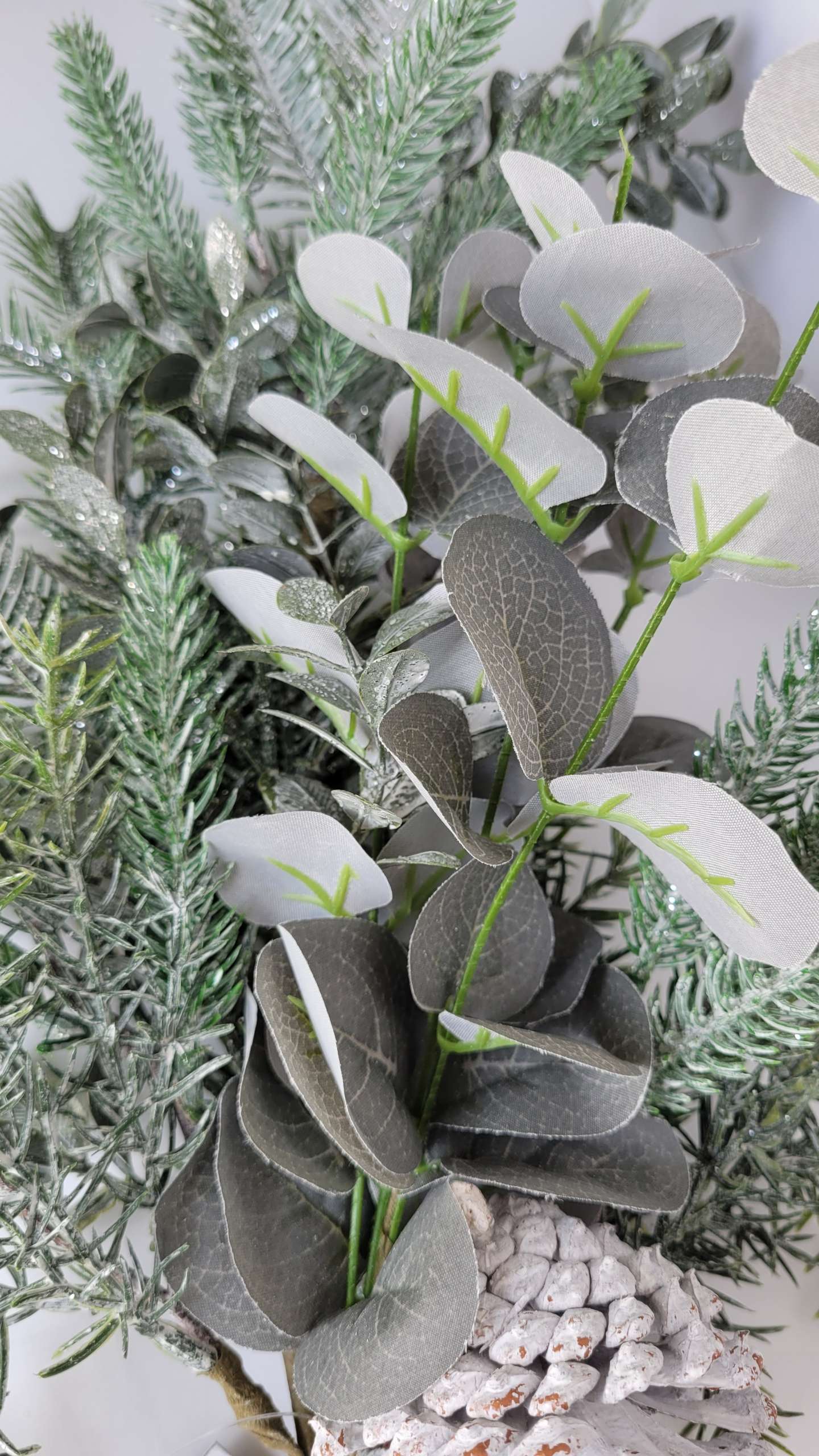 Silver Glittered Mixed Pine Eucalyptus