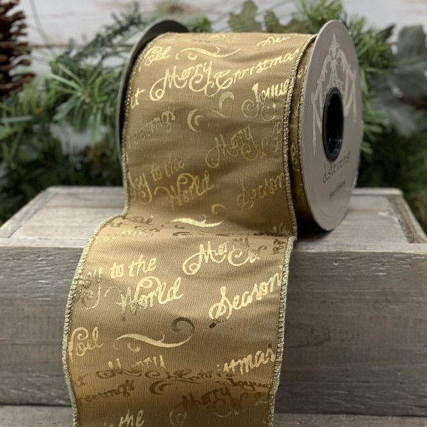 Gold Christmas Greetings Ribbon