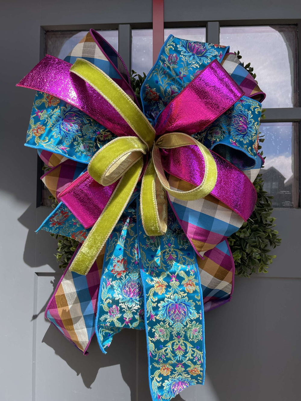 Turquoise Floral Spring - Designer Ribbon Bow