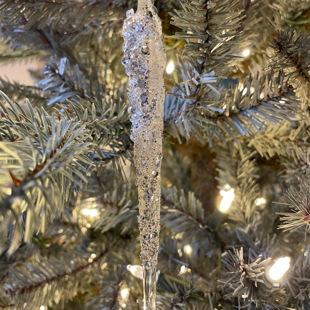 
                      
                        Glass icicle clear with sequins
                      
                    