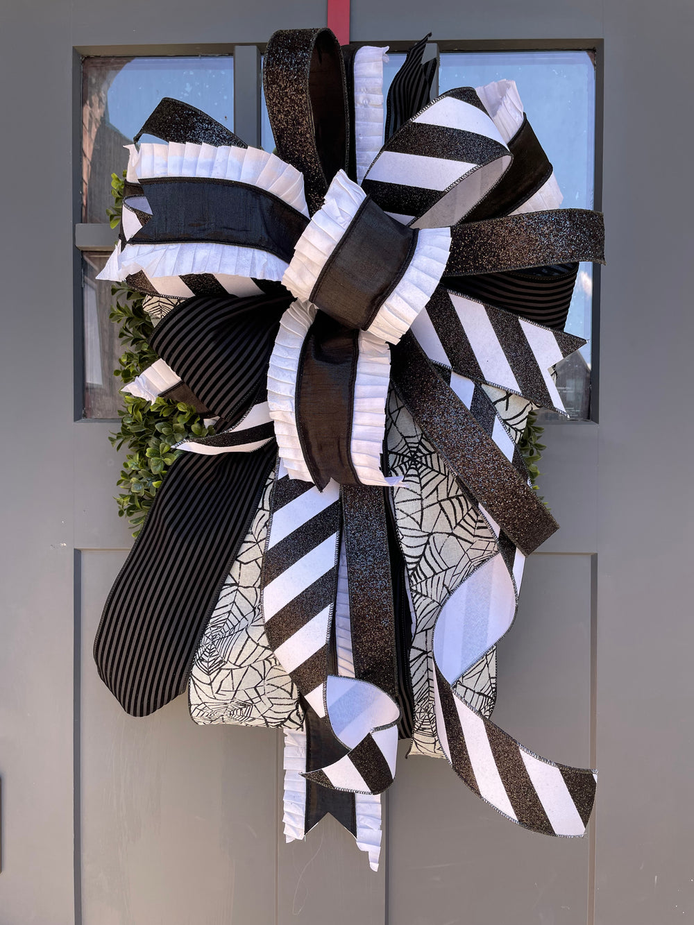 Black & White Hallowen Hand Tied Bow