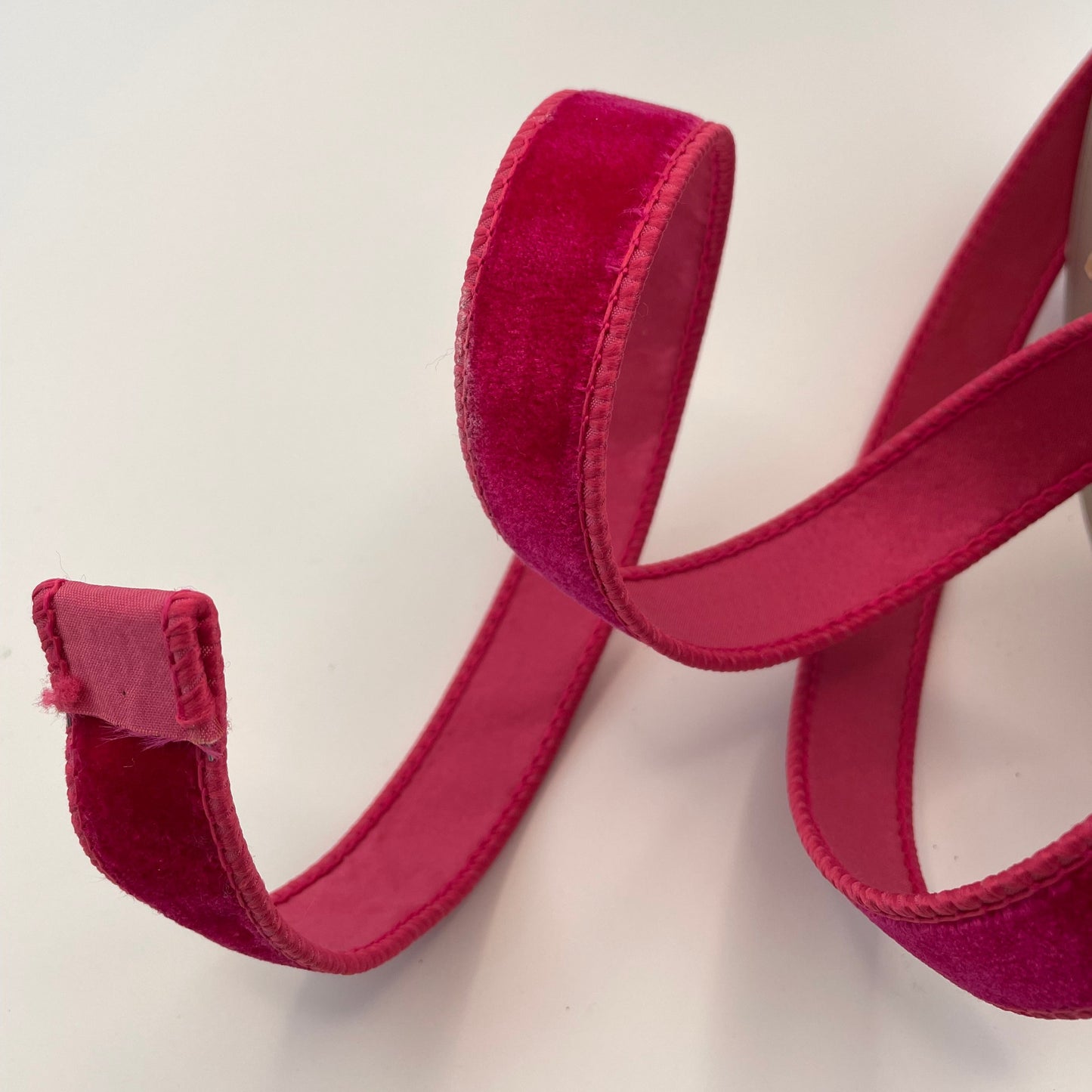 1" Hot Pink Velvet Ribbon with Taffeta Back