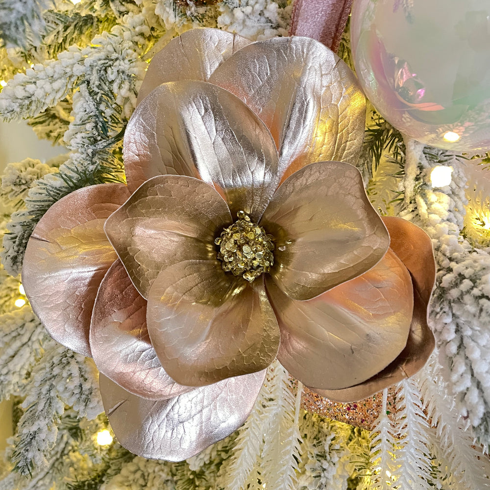 Rose Gold Metallic Magnolia w/ Clip