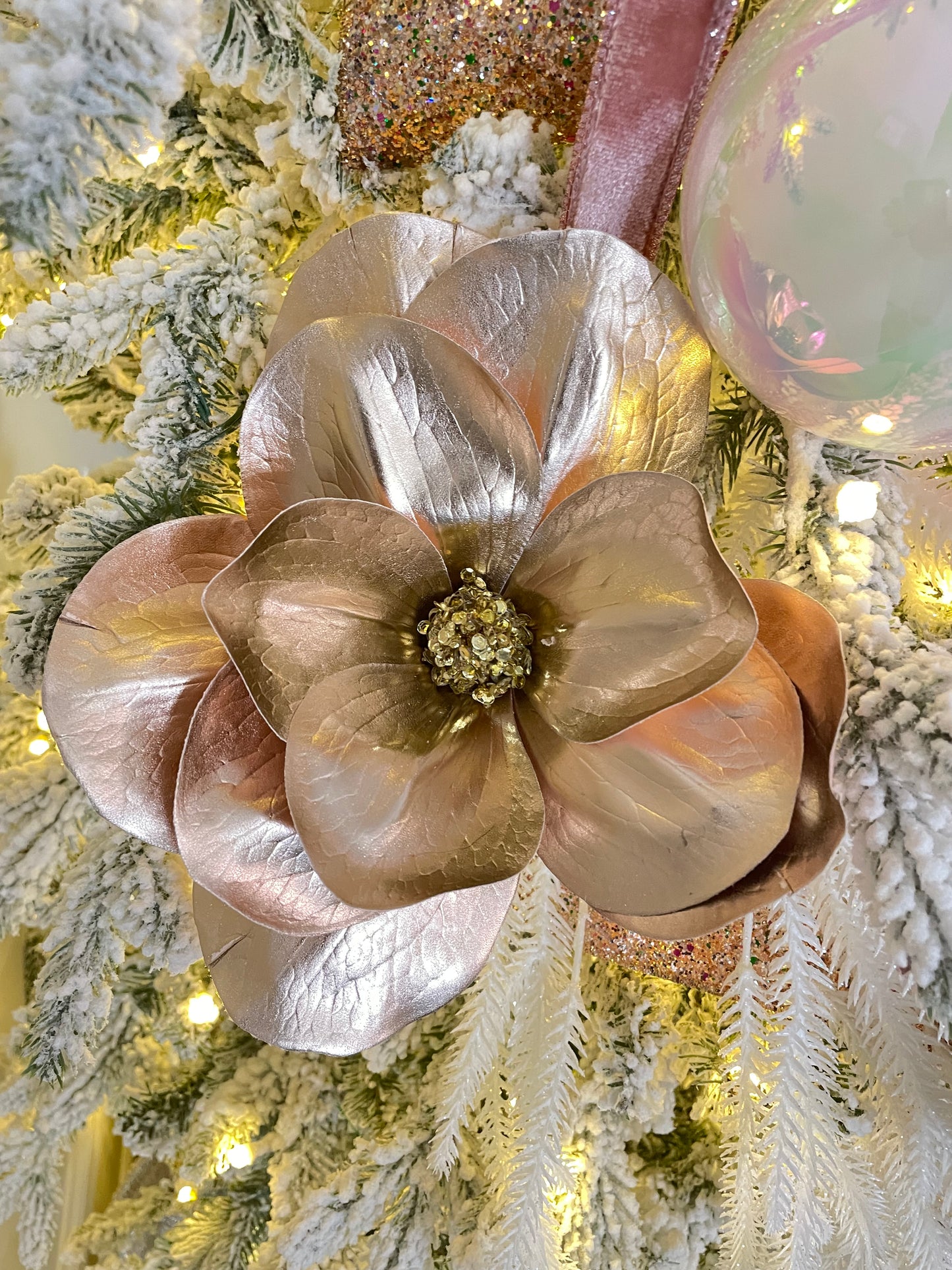 Rose Gold Metallic Magnolia w/ Clip