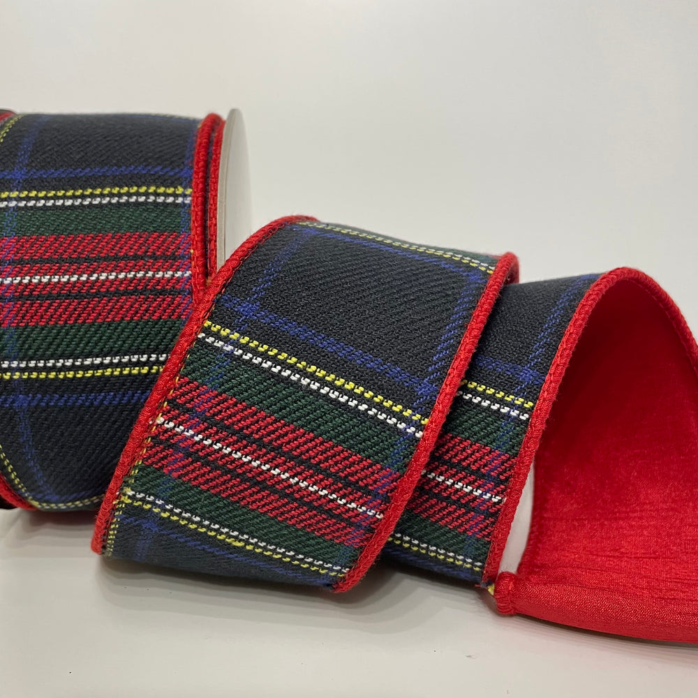 Faux Wool Plaid with Dupion Back Ribbon