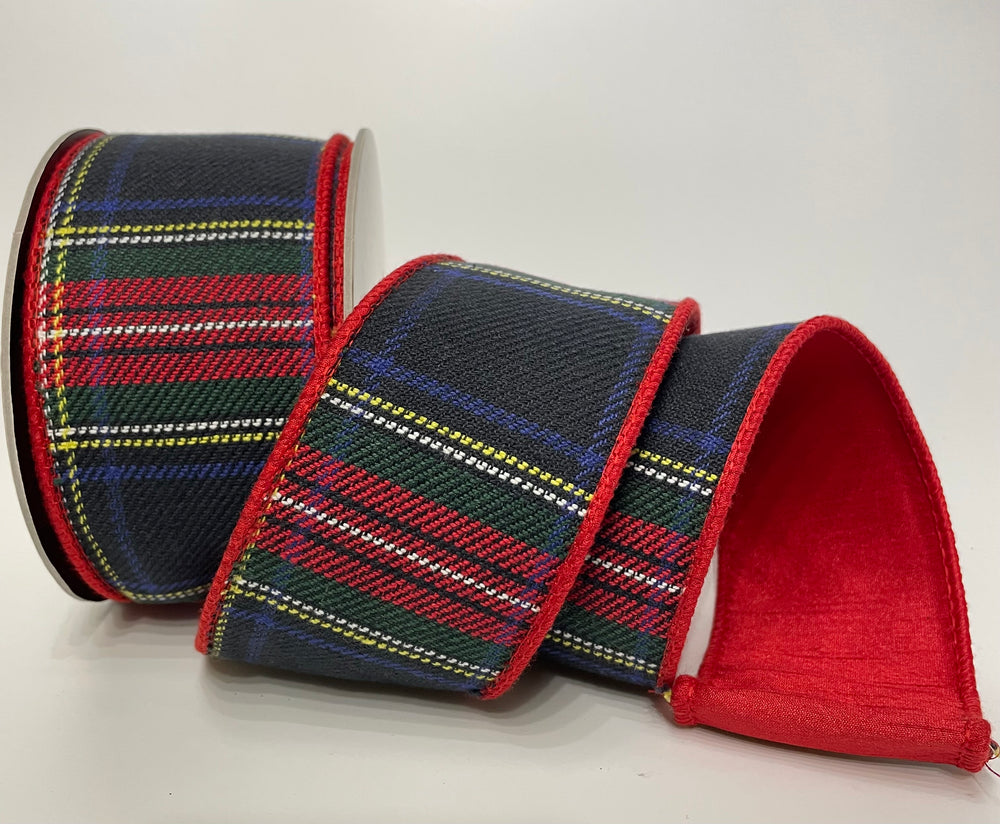 Faux Wool Plaid with Dupion Back Ribbon