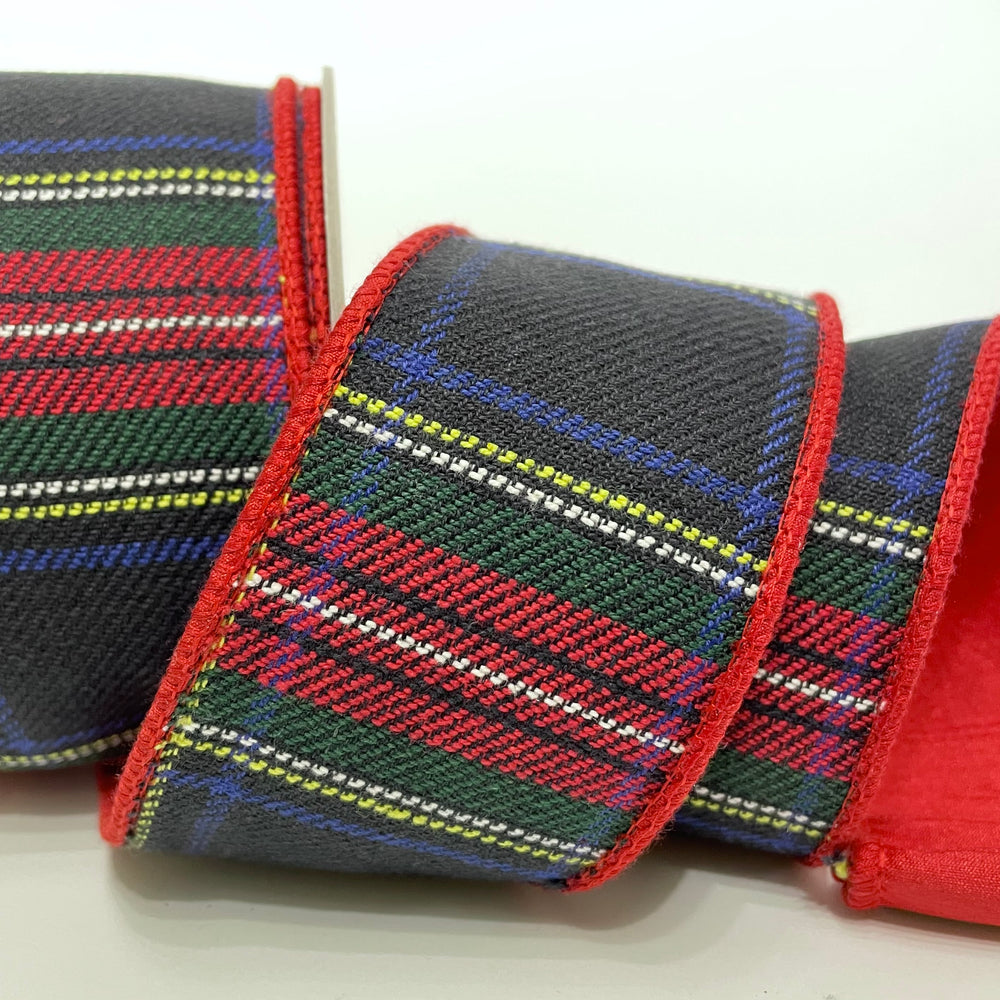 Faux Wool Plaid with Dupion Back Ribbon