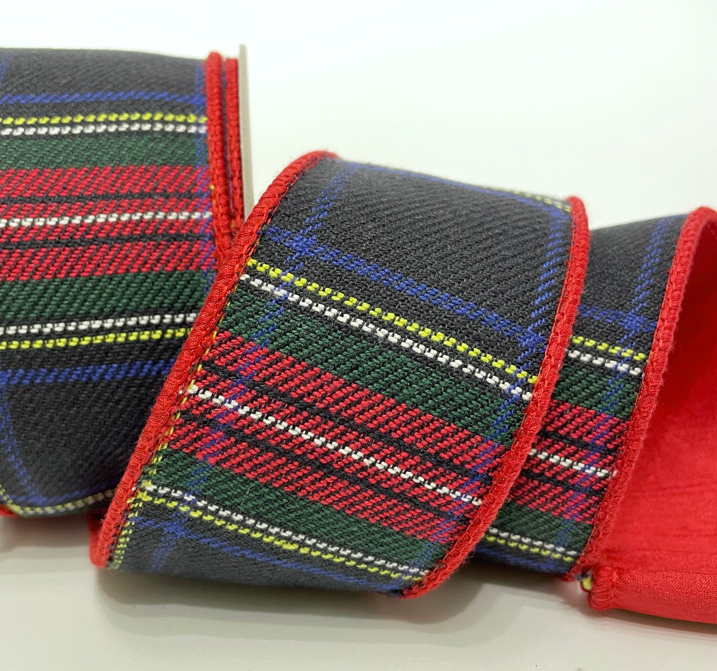 Faux Wool Plaid with Dupion Back Ribbon