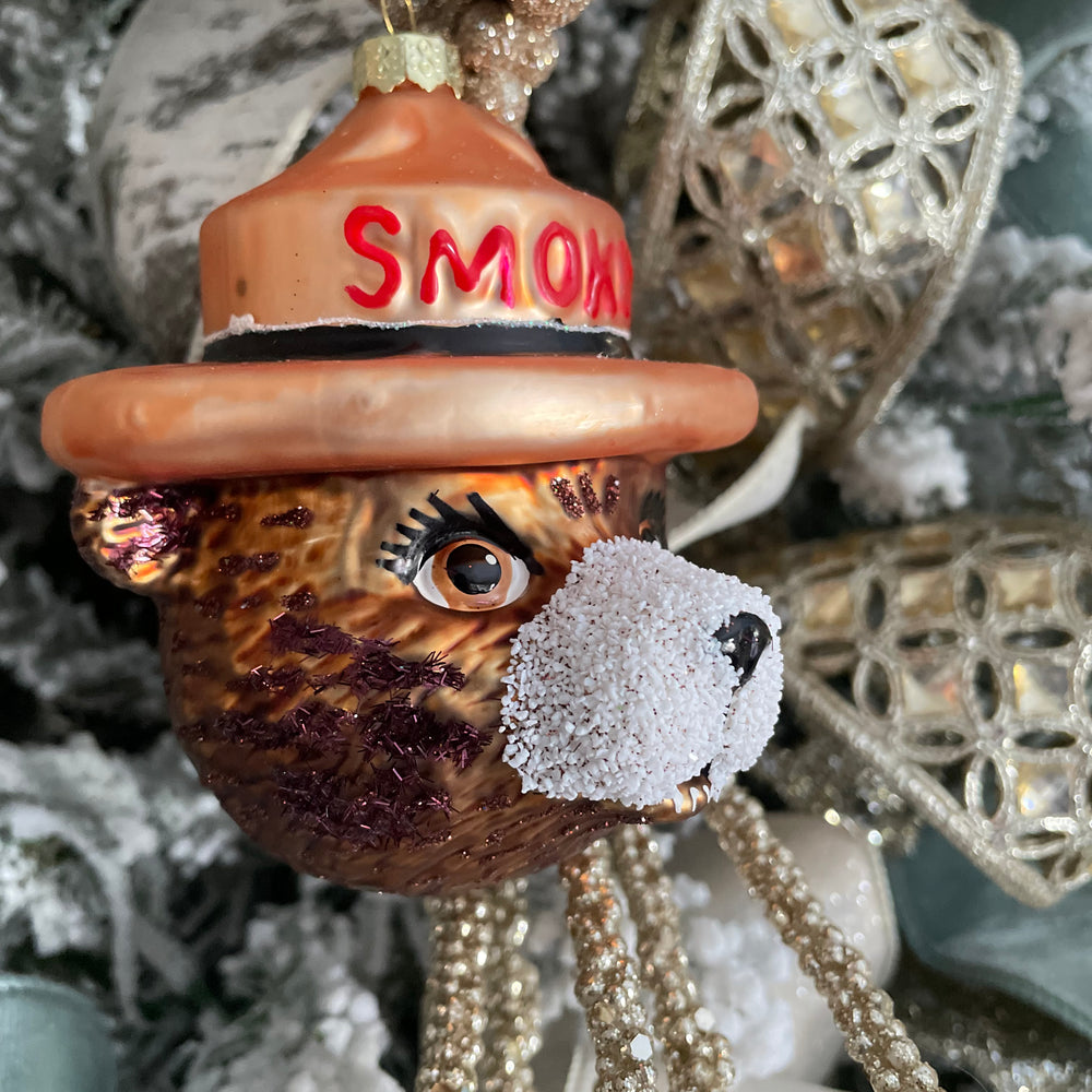 Smokey the Bear Glass Ornament