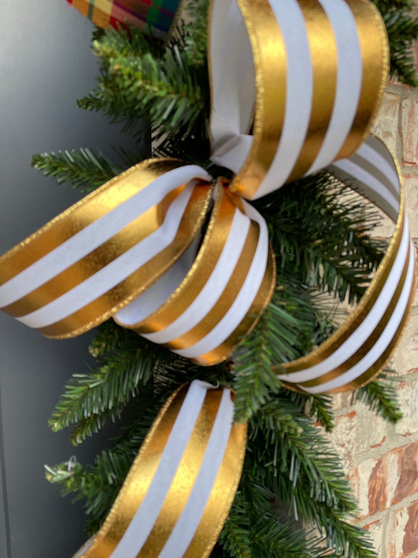 Gold and White Vertical Stripe Ribbon