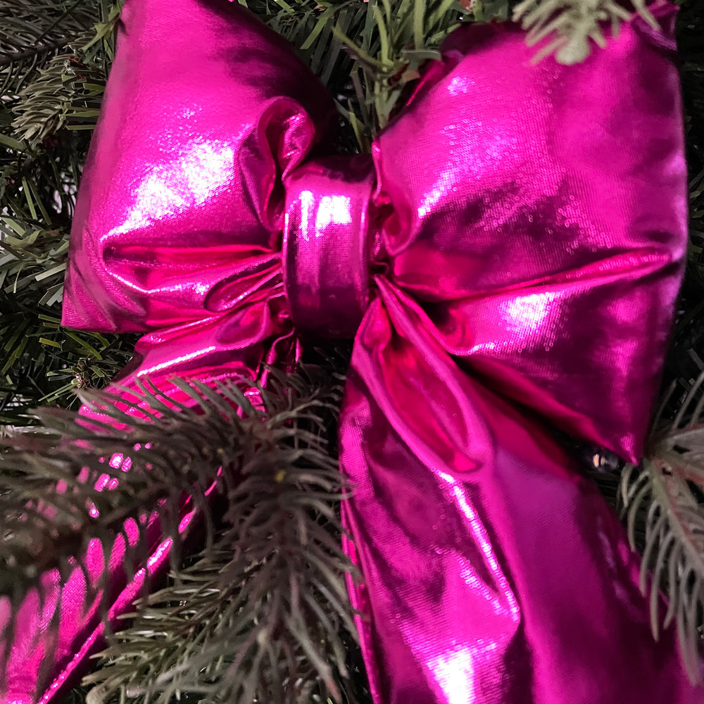 Metallic Hot Pink Bow w/ clip
