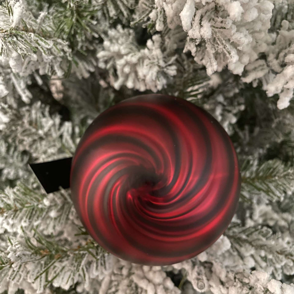 
                      
                        Matte Red Swirl Round Glass Ornament
                      
                    