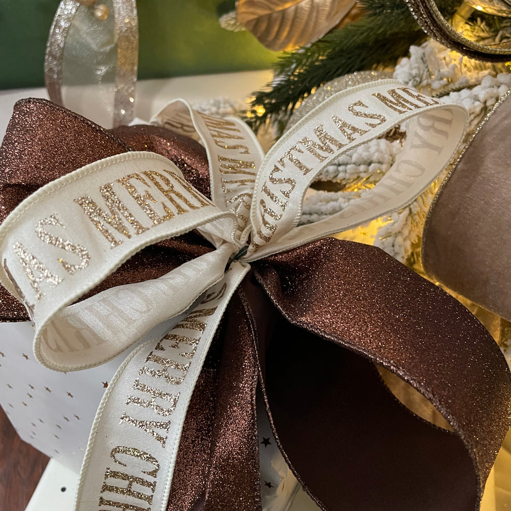 
                      
                        Ivory and Platinum Merry Christmas Ribbon
                      
                    