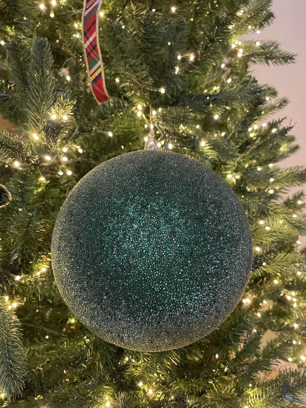 8” Green Beaded Ball Ornament