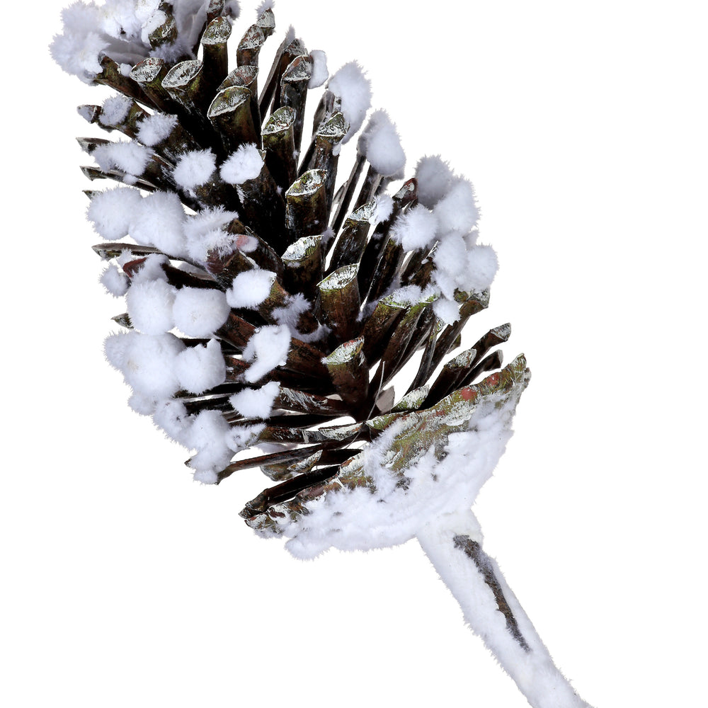 15" Snowy Pinecone Pick