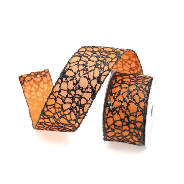 Glitzy Web Ribbon - Orange