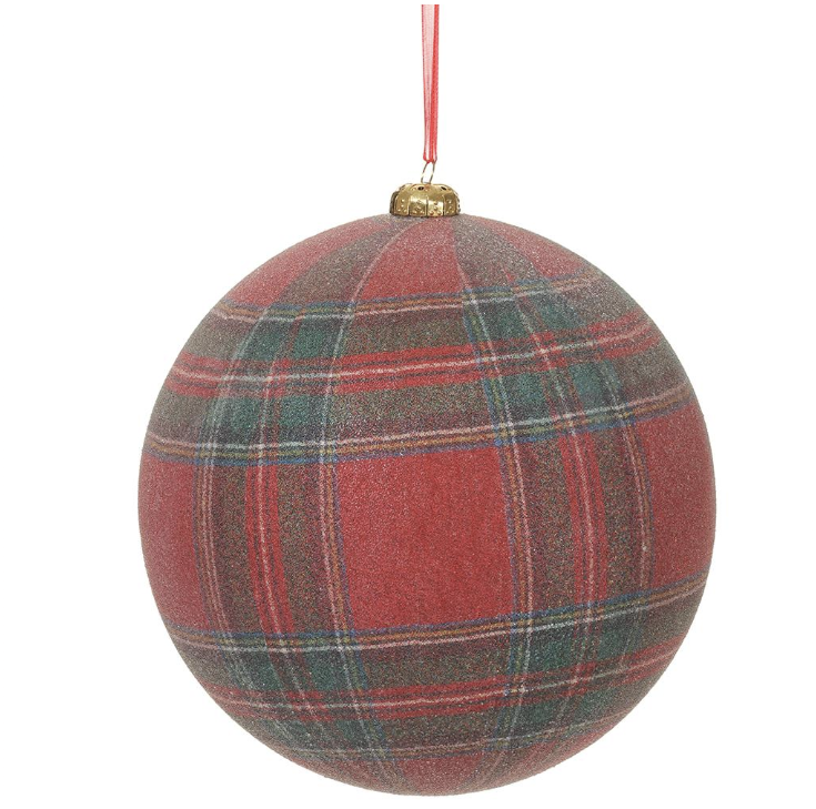 6" Plaid Ball Ornament