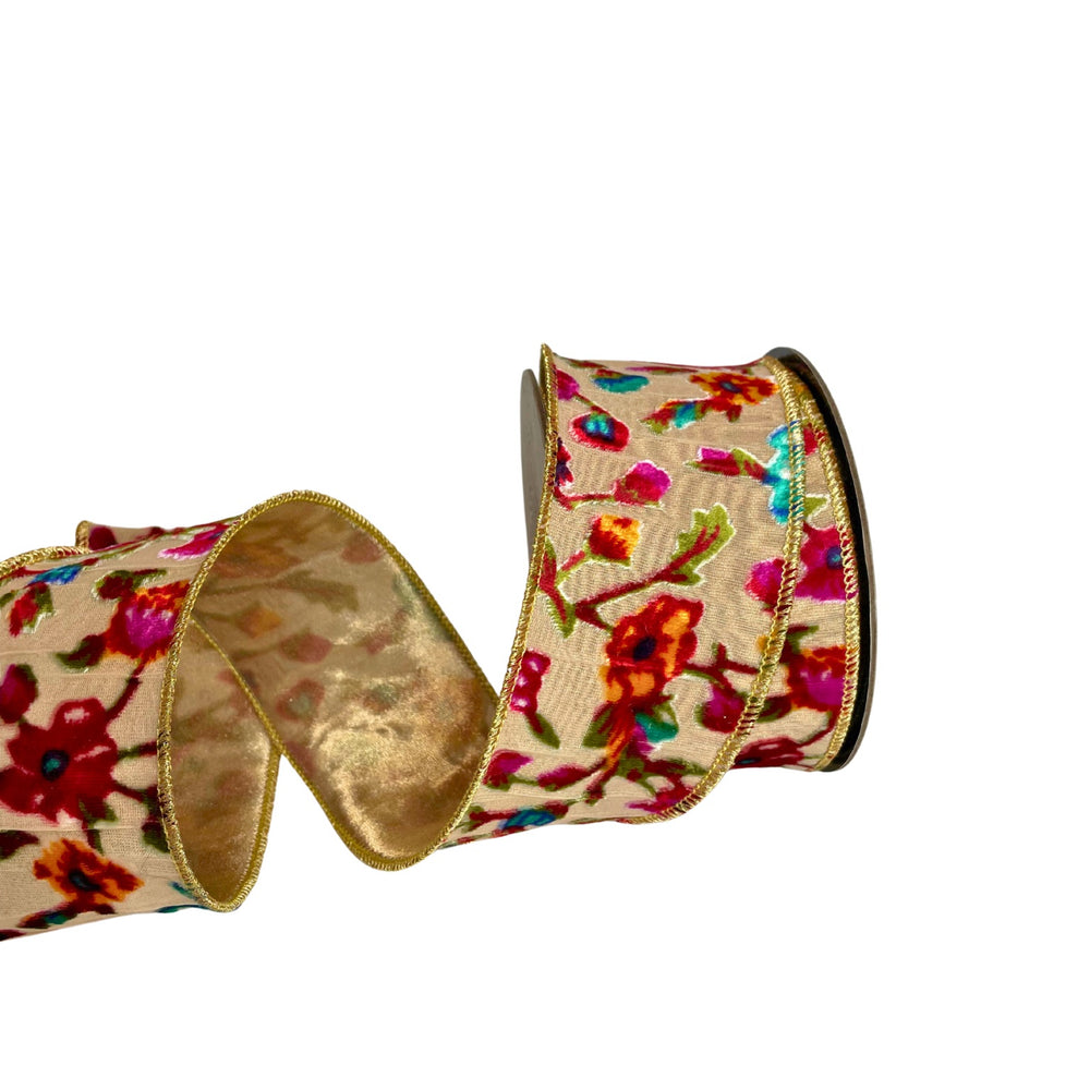 Floral Burn Out Velvet Ribbon